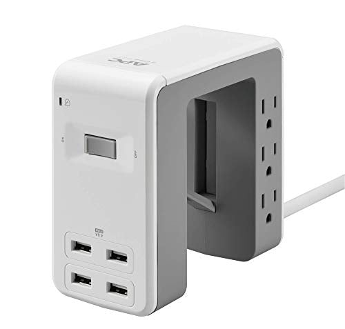 APC Desk Mount Power Station PE6U4W, U-Shaped Surge Protector with USB Ports (4), Desk Clamp, 6 Outlet, 1080 Joules , White - color: White, style: 4 USB Charging Ports (Type A only)