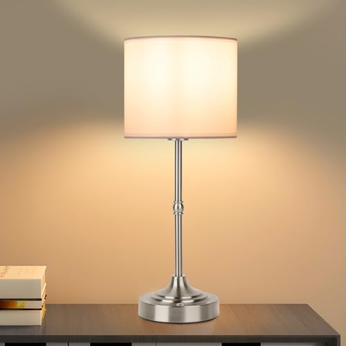 HAPYGI Portable Cordless Table Lamp,Built-in 5200mAH Rechargeable Battery, Dimmable Touch Wireless Light, Bed Side Metal Desk Lamp，Restaurant/Bedroom/Bar/Coffee/Night Light (Brushed Nickel) - color: Brushed Nickel