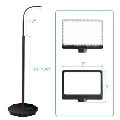 5X Magnifying Glass with Light and Stand, Adjustable Brightness Magnifying Floor Lamp, Gooseneck Arm Lighted Magnifier for Reading, Crafts and Close Work