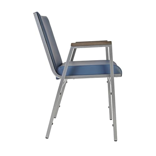 Flash Furniture Hercules Vinyl Stack Chair with Arms, Navy - color: Navy Vinyl, size: Set of 1
