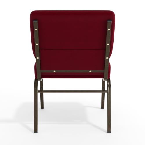 Flash Furniture 4 Pack HERCULES Series 21''W Stacking Church Chair in Burgundy Fabric - Gold Vein Frame - color: Burgundy Fabric/Gold Vein Frame, size: Set of 4
