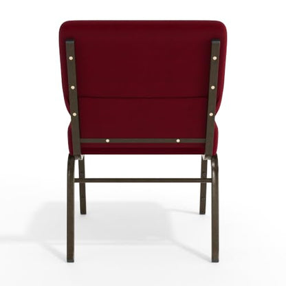 Flash Furniture 4 Pack HERCULES Series 21''W Stacking Church Chair in Burgundy Fabric - Gold Vein Frame - color: Burgundy Fabric/Gold Vein Frame, size: Set of 4