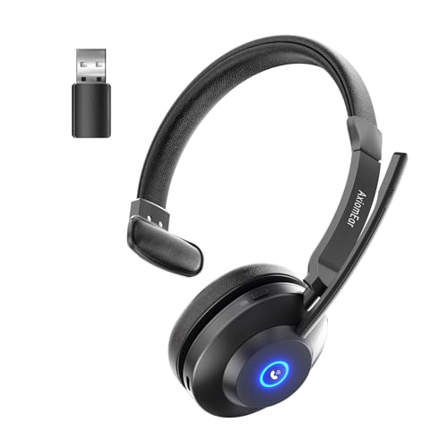Bluetooth Wireless Headset with Mic for Work, Advanced Noise Reduction Microphone, Clear Calls - Comfortable On-Ear Headphones, Bluetooth 5.3, Applicable to Laptop, PC, Zoom, Office, Phone