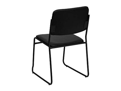 Flash Furniture HERCULES Series 500 lb. Capacity High Density Black Vinyl Stacking Chair with Sled Base | Vinyl Upholstery, 500 LBS. Weight Capacity - color: Black Vinyl/Black Frame, size: Set of 1