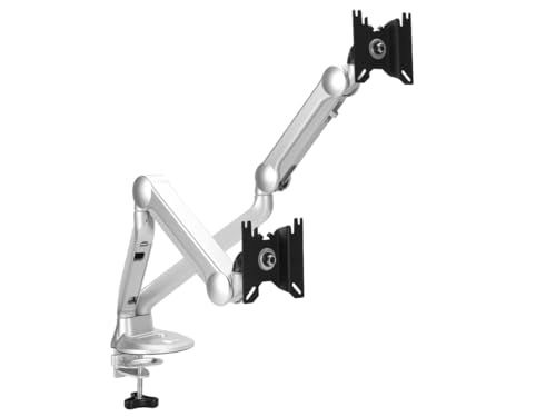 SIIG Dual Gas-Spring Monitor Arm, 32", 19.8 lbs Each, TAA, CE-MT3X11-S1 | Adjust two displays independently with gas-spring motion; VESA 75/100 and cable routing support cleaner desks. - style: 32" Max