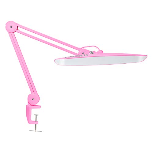 Neatfi XL 2200 Lumens 24W LED Desk Lamp – Shadow-Free Task Lighting | 4-Level Dimming | Home Office & Crafts Use | 20-Inch Wide Head (Pink, Non-CCT with Clamp) - color: Pink, size: Non-CCT with Clamp