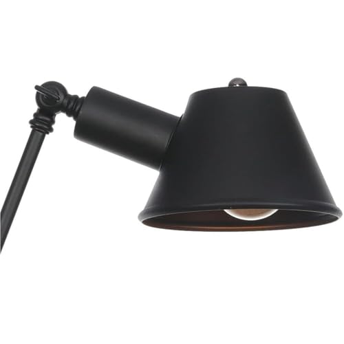 Vintage Black Swing Arm Wall Sconce Adjustable Metal Reading Lamp Warm Light Mounted for Bedroom Headboard Study Room Living Sofa Side