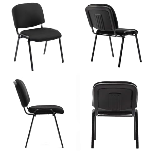 HNY Black Waiting Room Stackable Chairs Mesh Ergonomic Reception Chairs Set of 5 Conference Desk Guest Chair for Meeting Room, Office, Lobby, Events, Hall - color: Black Mesh