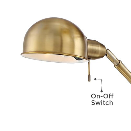 Dawson Antique Brass Adjustable Boom Arm Pharmacy 55" Tall Floor Lamp | Traditional Farmhouse Task Light Standing Metal Balance Gold Shade Decor for Living Room Reading House Bedroom