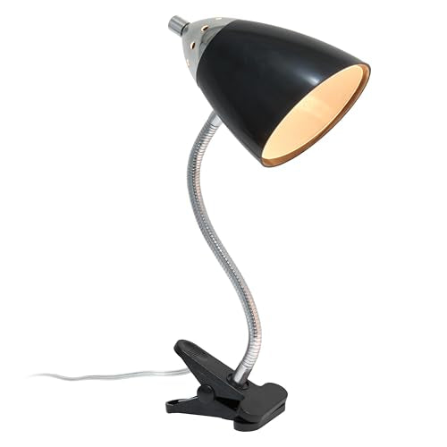 Simple Designs LD2001-BLK-LB 17.5" Flossy Flexible Gooseneck Clip Light Desk Lamp with LED Bulb, Black - color: Black