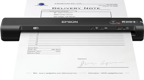 Epson ES-60W Wireless Compact Lightweight Sheetfed Mobile Color Document Scanner in Retail Packaging