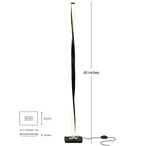 Brightech Helix LED Floor lamp, Bright Floor Lamp for Living Rooms & Bedrooms, 48" Tall Pole Lamp, Dimmable Standing Lamp - Black - color: Warm White Light with Black Frame