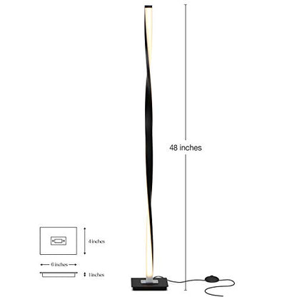 Brightech Helix LED Floor lamp, Bright Floor Lamp for Living Rooms & Bedrooms, 48" Tall Pole Lamp, Dimmable Standing Lamp - Black - color: Warm White Light with Black Frame