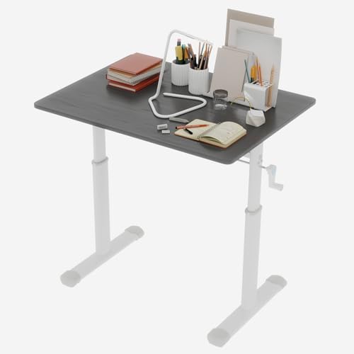 31" Height Adjustable Study Desk Ergonomic Compact, Grey | Manual Standing|Mobile Foldable|Home Office|Kids Adults|Small Gaming|Bedroom Livingroom Minimalist|Walking Pad Ready - color: 31"+grey