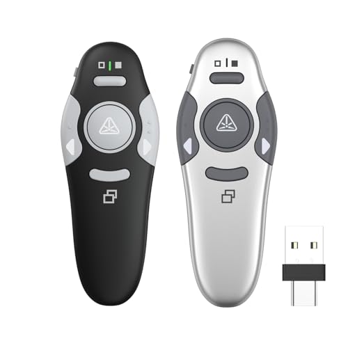QUI 2 Pack Wireless Presentation Clicker Remote,USB A&C, Black Silver - color: Black Silver, style: USB Type-c