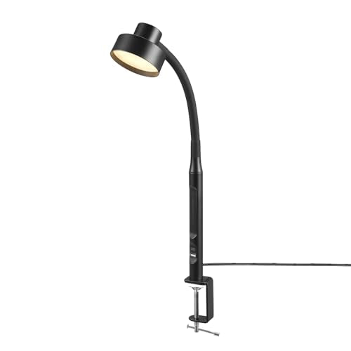 Globe Electric 15" LED Integrated Matte Black Clamp Desk Lamp with Adjustable Silicone Gooseneck - color: Matte Black, Isaac