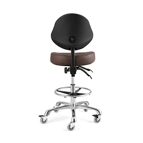 Office Drafting Chairs with Back Support, Rolling Drafting stools | Ergonomic,Heavy-duty Tall Shop Stool with Adjustable Foot ring for Standing Desk,Workshop Studio Salon Dental Home Office