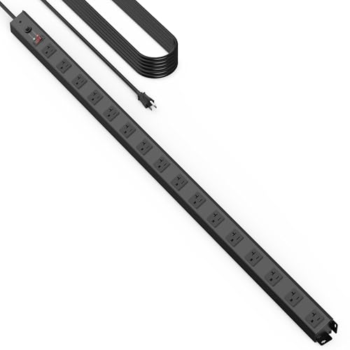 HHSOET 16 Outlet Long Power Strip, 12 Gauge Extension Cord. Black, 15FT. - color: Black, size: 15ft