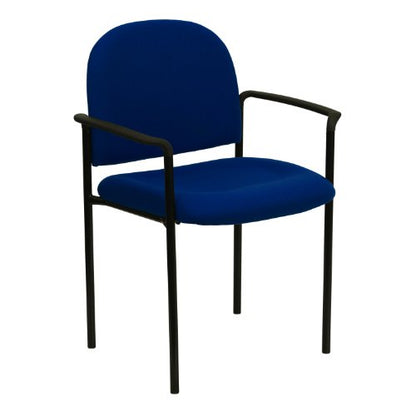 EMMA + OLIVER Navy Fabric Stackable Steel Side Reception Chair | Contoured Cushions, Powder Coated Frame, Durable Construction, Commercial Use - color: Navy Fabric
