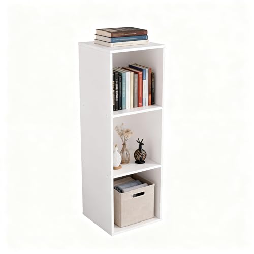 3 Cube Storage Organizer White, 3 Cube Shelf Freestanding Open Cubby, 3 Tier Low Bookcase Storage Display Organizer for Home Office Living Room Bedroom - color: White, size: 3-Cube