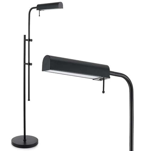 VONLUCE Industrial Floor Lamp, Adjustable LED Floor Lamp for Living Room | 62.5" Industrial Standing Lamp with Swing Arm and 3 Color Temperatures for Living Room, Bedroom, Reading, Black Finish - color: Black