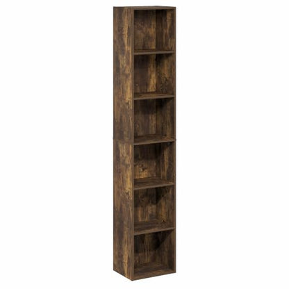 Furinno LUDER 6-Tier Narrow Book Shelf, Slim Bookshelf, Amber Pine - color: Amber Pine, size: 6-Tier, 12W
