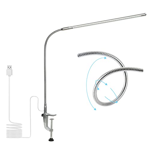 USB LED Desk Lamp, Adjustable Clip On Nail Lamp Light Eye Care Gooseneck 360° Swivel with Switch LED Clamp Light for Manicure Reading Tattoo - color: ‎Monochromatic Light