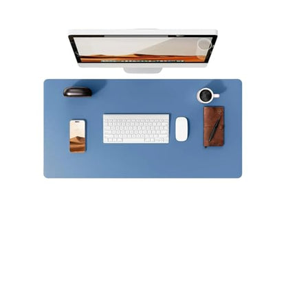 Desk Pad, Leather Non-Slip Laptop Computer Desk Keyboard Mat, Table Protector Blotter Mat, Large Mouse Pad (24" x 12")-Blue - color: Blue