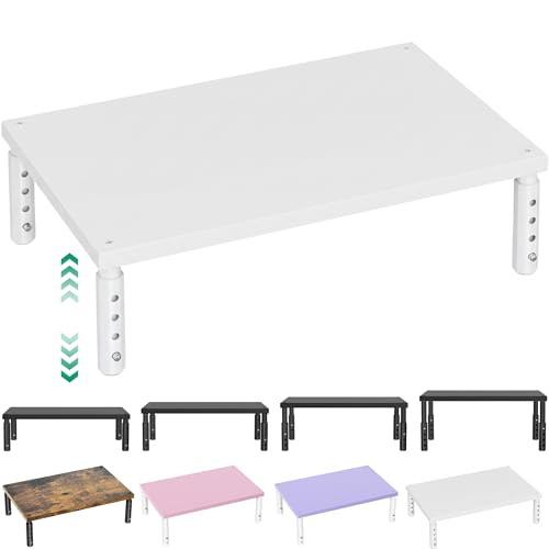 OPNICE Adjustable Monitor Stand Riser for Desk, Wood Computer & Laptop Stand, Desk Organizers and Accessories, Office Desk Accessories & Workspace Organizer for Home Office Supplies, White - color: White, size: Adjustable Height