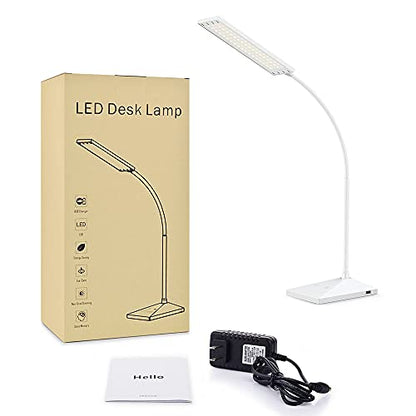 Vansuny Eye-Caring LED Desk Lamp, Reading Light with USB Charging Port - color: White USB Charger