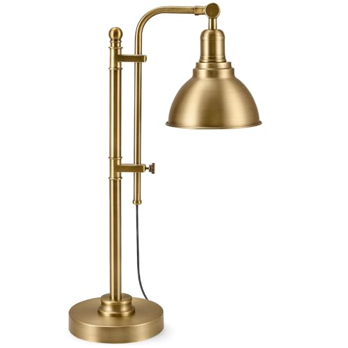 VONLUCE Rustic Desk Lamp, Adjustable Industrial Table Lamp for Home Office - color: Brass