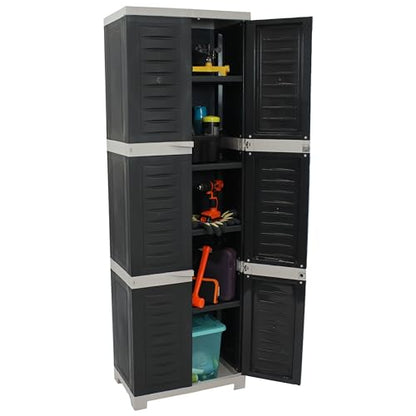 Sunnydaze 72" Garage Storage Cabinet with Locking Doors & Shelves, Gray - color: Charcoal, style: No Drawer - 72" H