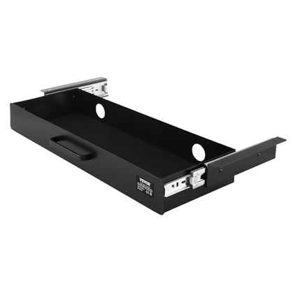 VEVOR Under Desk Drawer Slide Out, 22 inch Under Desk Mounted Pull-out Drawer Attachment, Hidden Under Counter Drawers for office Home Sit Stand Workstation, Black - size: 22inch