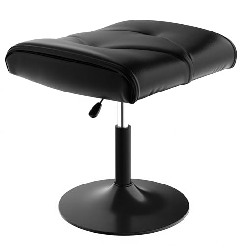 VECELO Foot Rest Under Desk Ottoman, PU Height Adjustable Footrest with Comfort Padding, Leg Rest for Desk for Relieving Leg Pain, Stiffness, and etc, Black - color: Black