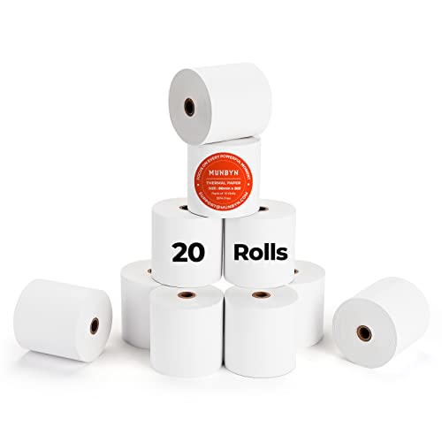 MUNBYN Thermal Receipt Paper 3 1/8 x 230ft, Work for Star Micronics TSP100 TSP143 Epson 80mm Receipt Printer Square POS Register, 80mm Thermal Receipt Paper, BPA Free, 20 Rolls - size: 3 1/8" x 230', style: 20 Rolls