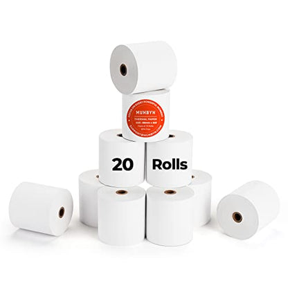 MUNBYN Thermal Receipt Paper 3 1/8 x 230ft, Work for Star Micronics TSP100 TSP143 Epson 80mm Receipt Printer Square POS Register, 80mm Thermal Receipt Paper, BPA Free, 20 Rolls - size: 3 1/8" x 230', style: 20 Rolls