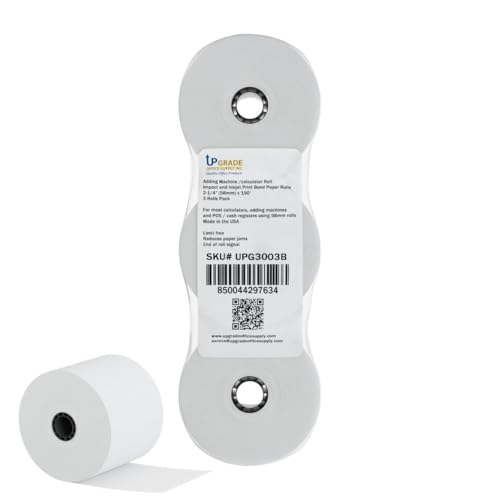 Upgrade Office Supply Adding Machine Tape, 2 1/4 x 150 ft, 3 Pack, Made in USA