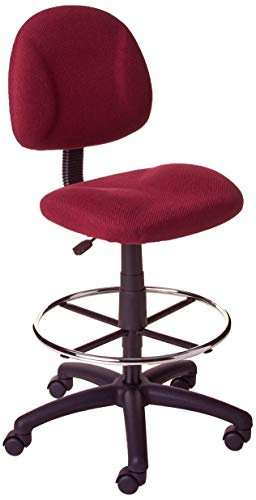 Boss Office Products B1615-BY Ergonomic Works Drafting Chair Without Arms, Burgundy, Mid-Back - color: Burgundy, style: No Arms