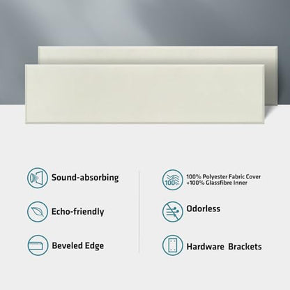 2 Pack Fiberglass Acoustic Panels 48"x12"x2" Soundproof Panels, Off White - color: Off White