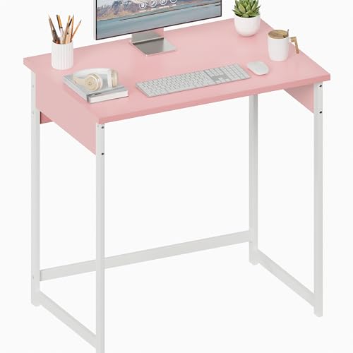 ALISENED Small Computer Desk, 30 Inch Home Office Desk, Computer Desk for Bedroom Study Writing, Compact Desk, Office Desk with Metal Frame, Pink - color: Pink, size: W-30in