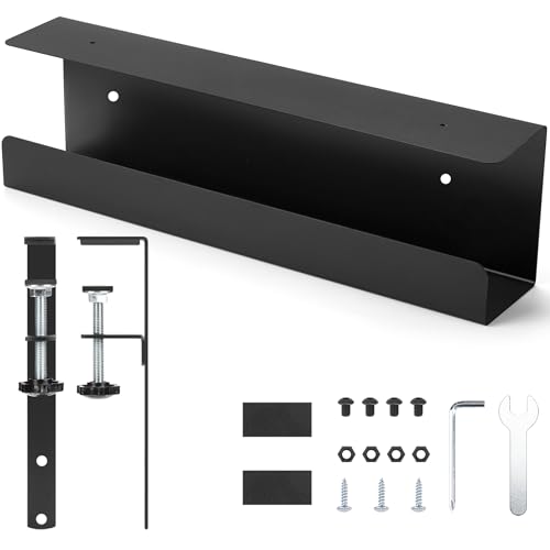 ZhiYo 17in Cable Management Under Desk Tray, 3in W x 4.7in H, Black - size: 3in W x 4.7in H x 17in L