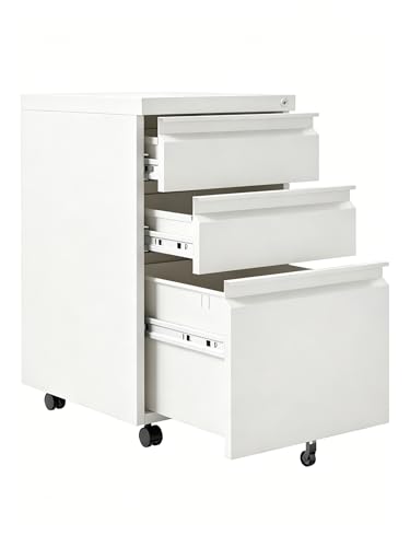 GarveeHome File Cabinet 3-Drawer Mobile File Cabinet with Lock Keys - size: 23.6"H- 3 Drawers