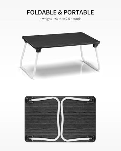 Ruxury Foldable Lap Desk Laptop Stand Bed Desk Table Tray, Breakfast Serving Tray, Portable & Lightweight Mini Table, Lap Tablet Desk for Sofa Couch Floor - Black - color: Black
