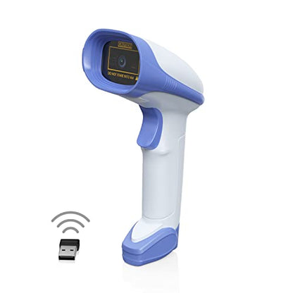 AMBIR BR200 Wireless/USB Barcode Scanner: Supports-1D,2D,PDF417, & QR barcodes. OS: Win, Mac, Linux, Android-White/Blue - color: White