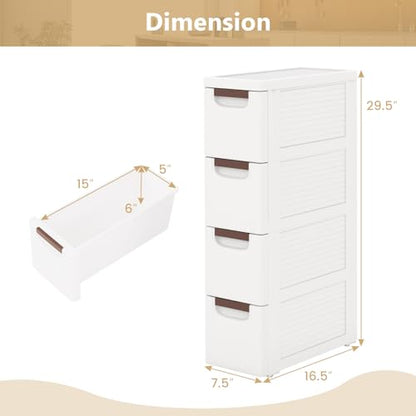 LOKO 4-Drawer Narrow Storage Cabinet, Slim Rolling Cart (7.5"x16.5"x29.5") - size: 7.5"x16.5"x29.5" (4 Drawer)