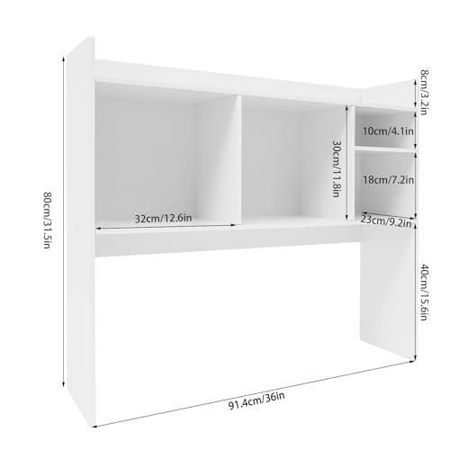 Desktop Bookshelf, 36" Desktop Organizer Shelf Oak Desk Hutch for Computer Desk 2 Tier Desk Shelf Multifunctional Freestanding Storage Rack Display Shelf for Home Office