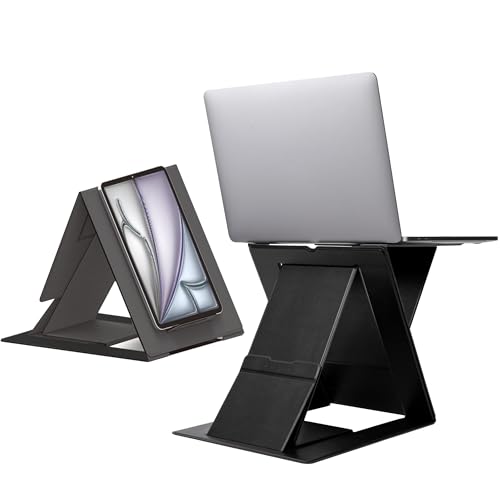 MOFT Folding Laptop Stand Lap Desk, Portable & Mini Computer Stand Laptop Desk for Travel and Home Office, Ergonomic Design with Adjustable Viewing Angles, Lightweight Computer Cooling Riser, Black - color: Black