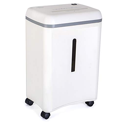 WOLVERINE SD9101 P-5 Super Micro Cut Shredder, 8-Sheet, 4.5Gal, 54dB, White | P-5 Super Micro Cut | 2×12mm Particles | 8-Sheet/75g Paper | Cards+Staples+Clips | 54dB Quiet | 40Cr Steel Gears | 17L Bin - size: 8-Sheet Level P-5-White