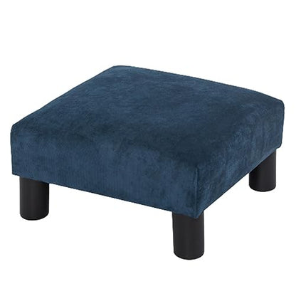 Joveco Small Foot Rest Stool Ottoman, 15" Fabric Square Short Low Footstool Upholstered Footrest for Chair, Under Office Desk, Living Room, Navy Blue - color: Navy Blue