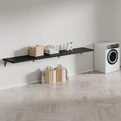 Dogsky Floating Wall Desk 72" x 16" - 600 lbs Heavy Duty Solid Pine - color: Black, size: 72" x 16"